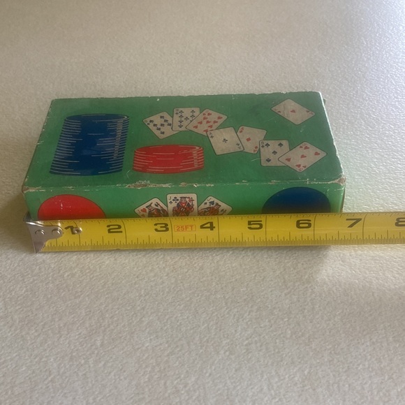 Vintage set of 100 red white & blue composite/clay poker chips in original box - Picture 7 of 8